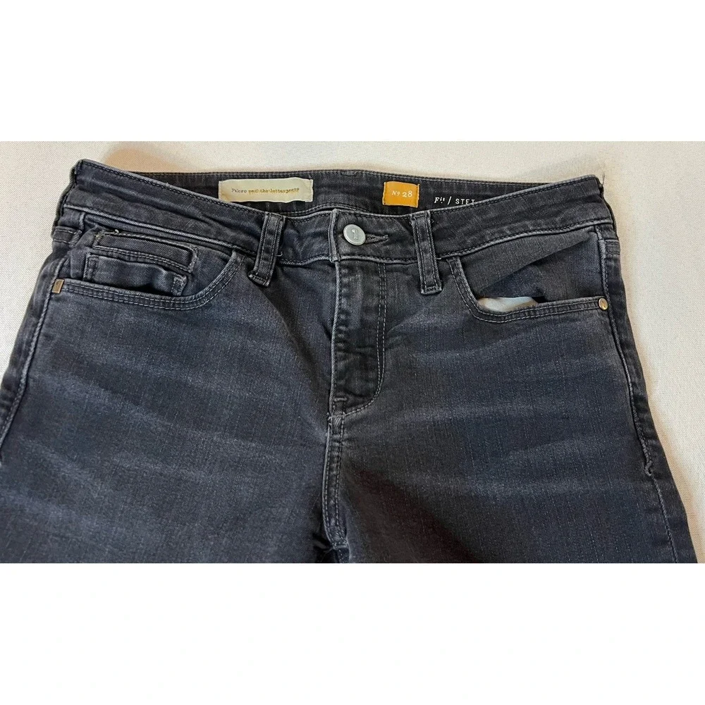 Pilcro and the Letterpress Stet Jeans Women's 28 Black Mid Rise Skinny Whiskered